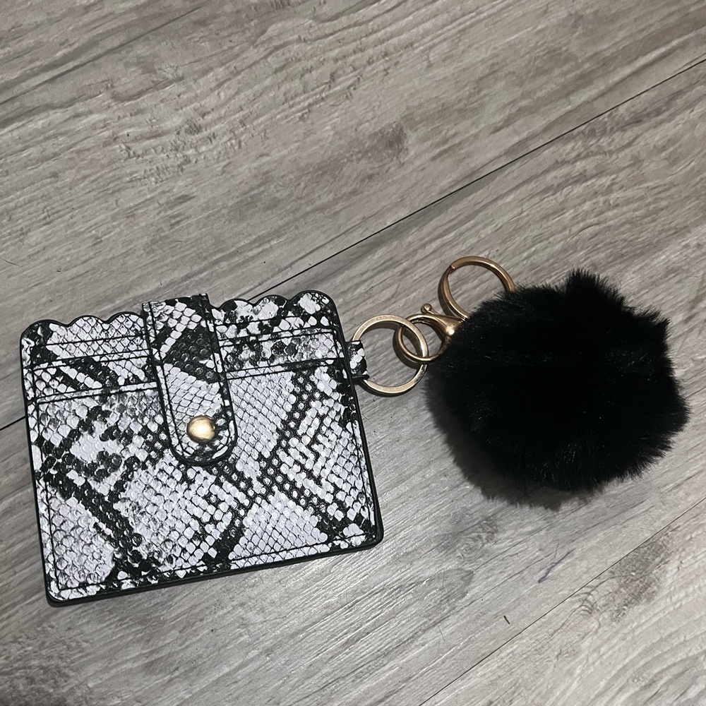 Snake Skin ID Wallet Keychain with Poof Ball